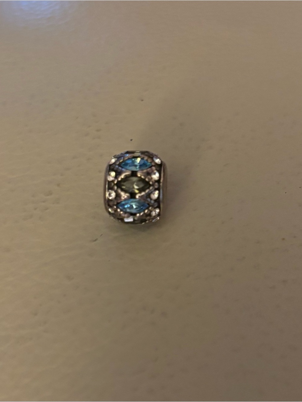 Blue Crystal Spacer Bead Charm